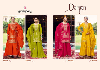 Darpan Rangoon Russian Jacquard Readymade Plazzo Style Suits Wholesaler Ahmedabad