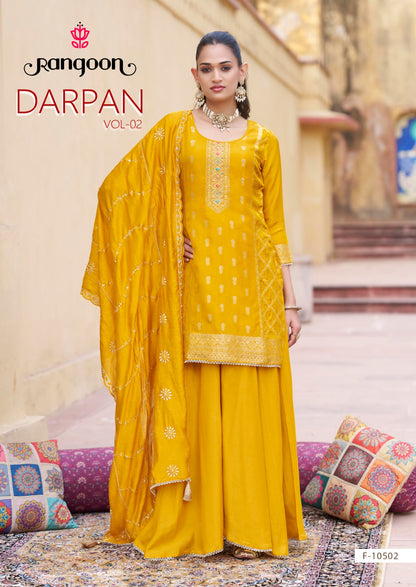 Darpan Vol 2 Rangoon Dola Jacquard Readymade Plazzo Style Suits Wholesale Rate