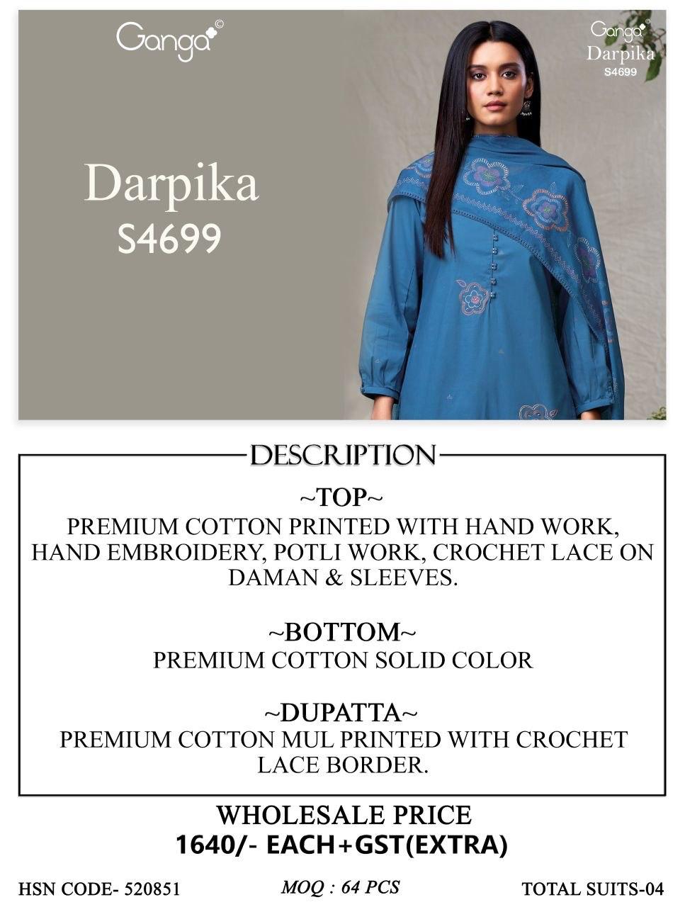 Darpika S4699 Ganga Cotton Pant Style Suits Wholesale