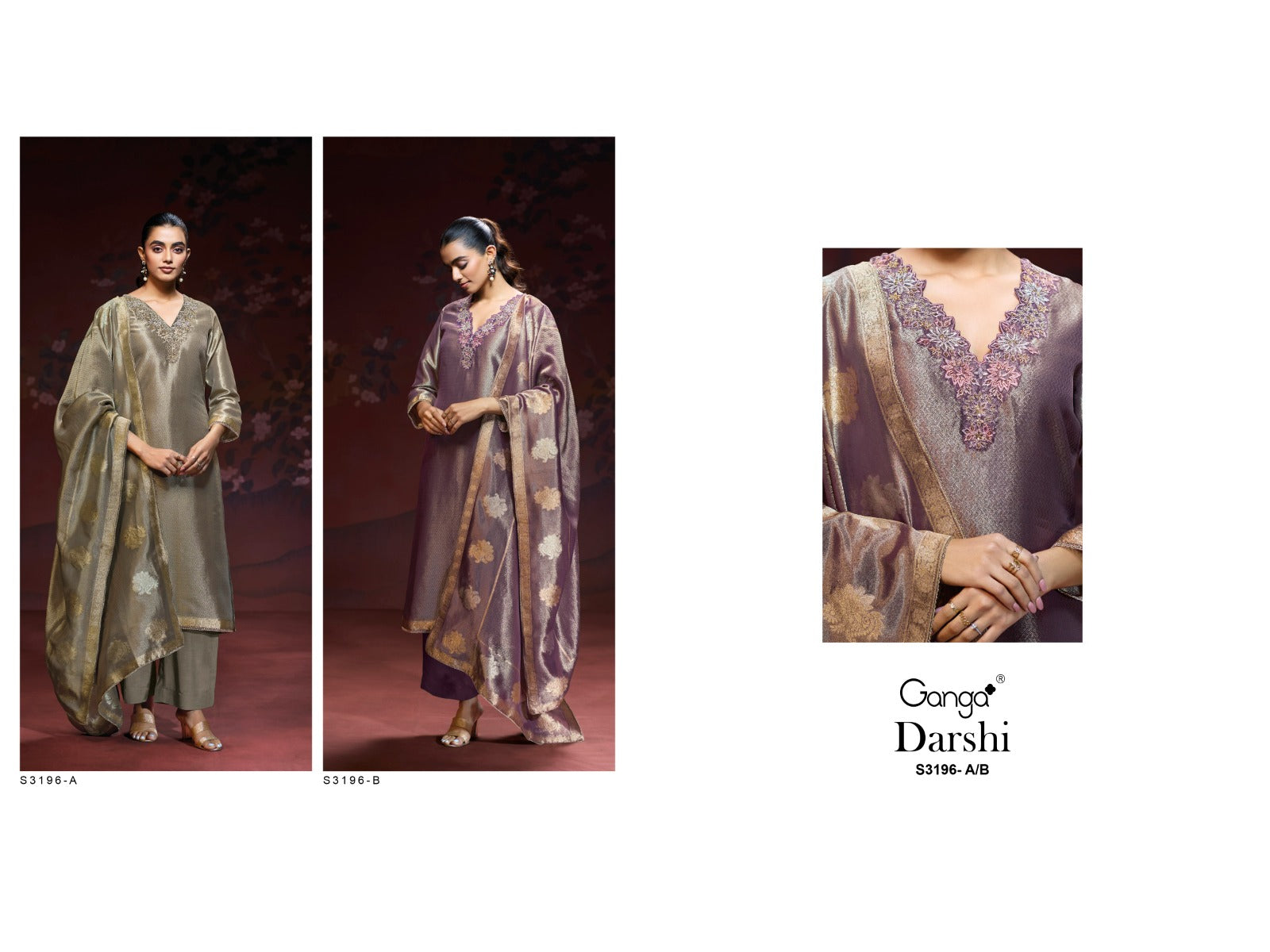Darshi 3196 Ganga Premium Bemberg Plazzo Style Suits Exporter Ahmedabad