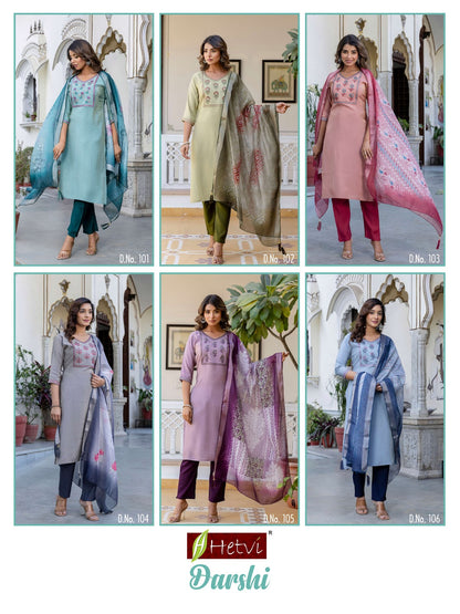 Darshi Hetvi Roman Readymade Pant Style Suits Exporter Gujarat