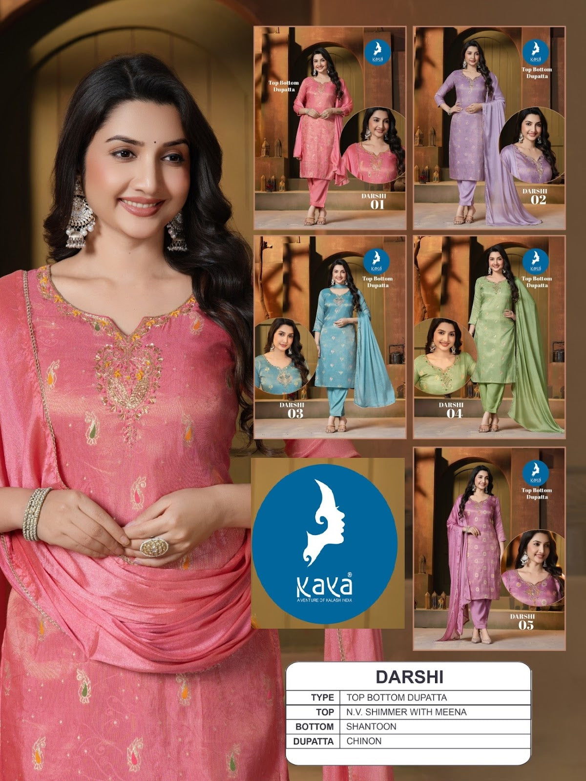 Darshi Kaya Shimmer Readymade Pant Style Suits Supplier