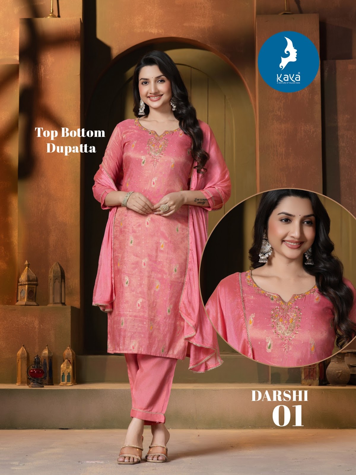Darshi Kaya Shimmer Readymade Pant Style Suits Supplier