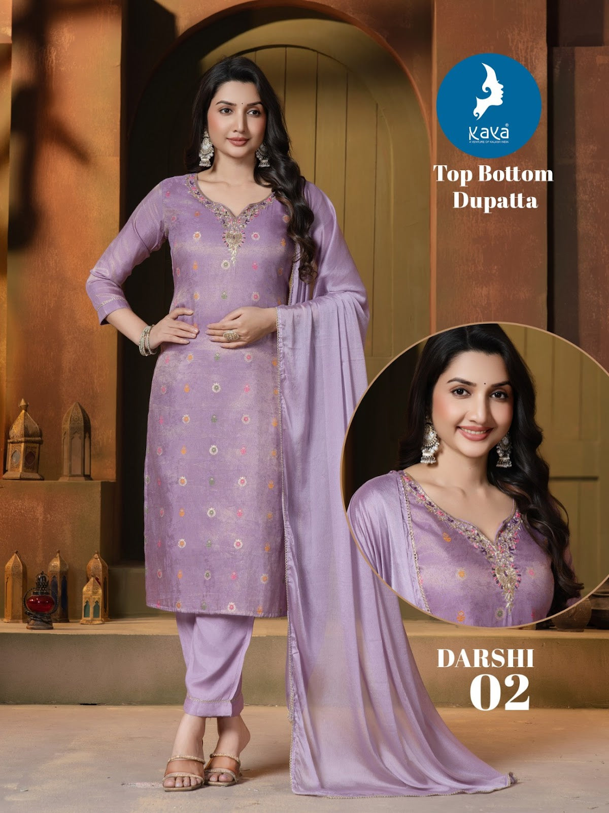 Darshi Kaya Shimmer Readymade Pant Style Suits Supplier