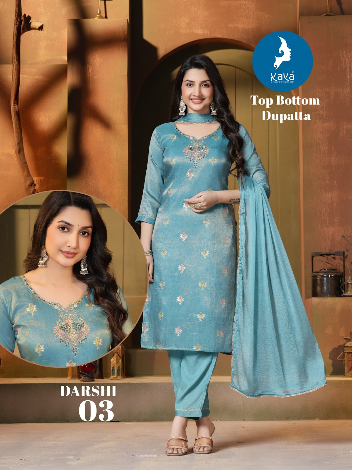 Darshi Kaya Shimmer Readymade Pant Style Suits Supplier