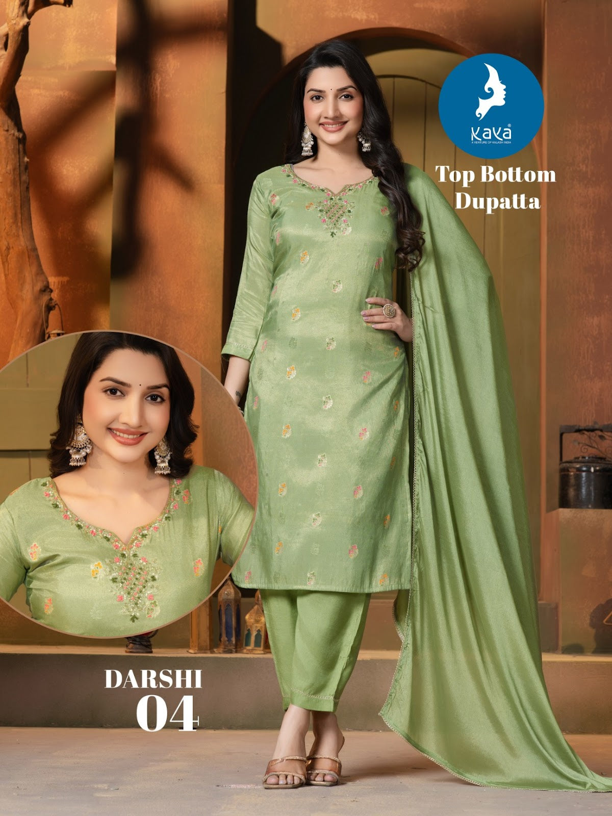 Darshi Kaya Shimmer Readymade Pant Style Suits Supplier