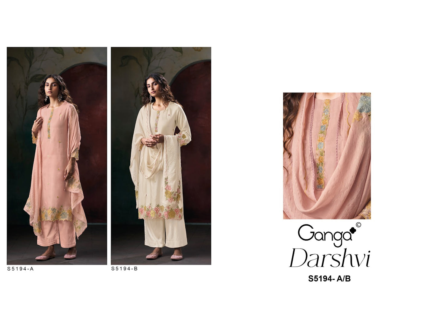 Darshvi S5194 Ganga Habutai Silk Pant Style Suits Wholesaler Gujarat