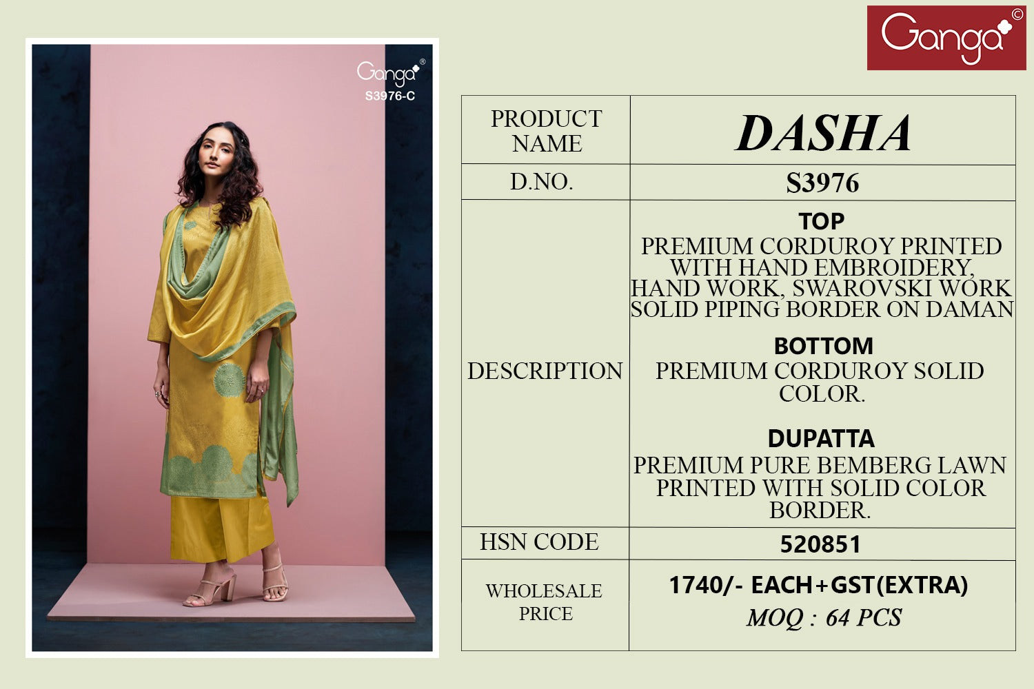 Dasha 3976 Ganga Plazzo Style Suits Wholesale Price