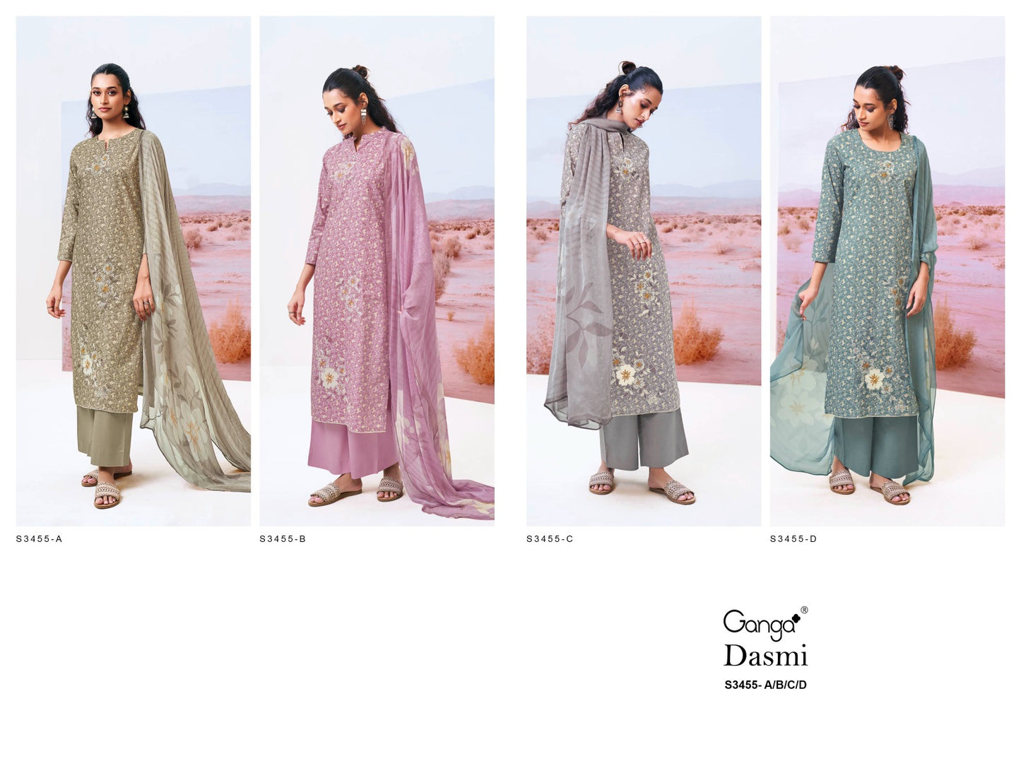 Dasmi 3455 Ganga Pure Cotton Pant Style Suits Wholesaler Gujarat