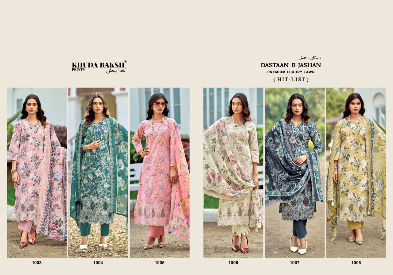 Dastaan E Jashan Hitlist Khuda Baksh Prints Lawn Cotton Pakistani Patch Work Suits Manufacturer Gujarat