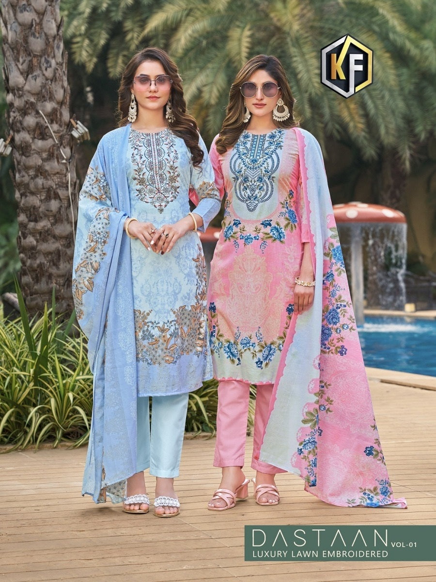 Dastaan Vol 1 Keval Fab Lawn Cotton Karachi Salwar Suits Manufacturer Gujarat