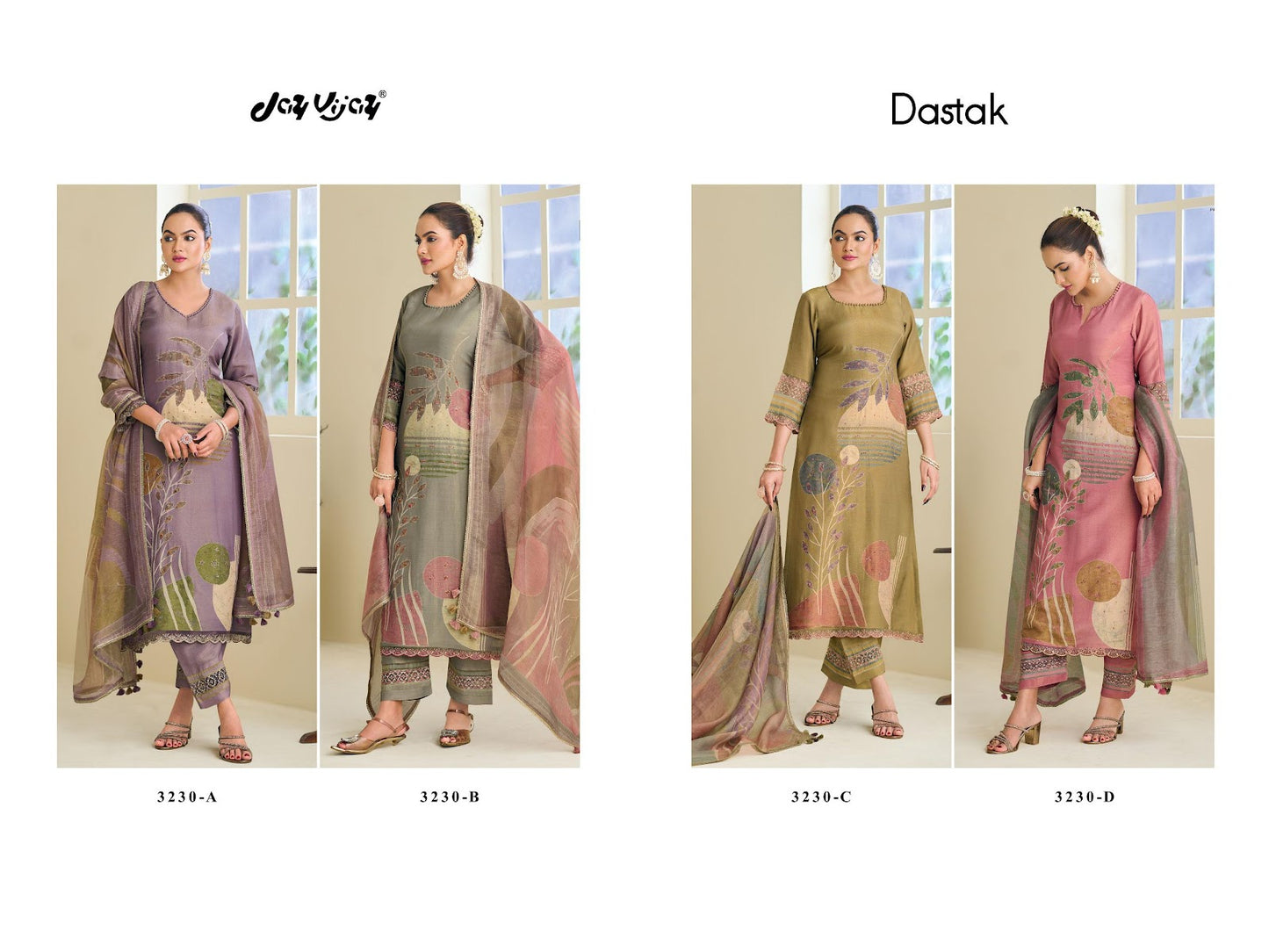 Dastak 3230 Jay Vijay Simmer Pant Style Suits Wholesaler Ahmedabad