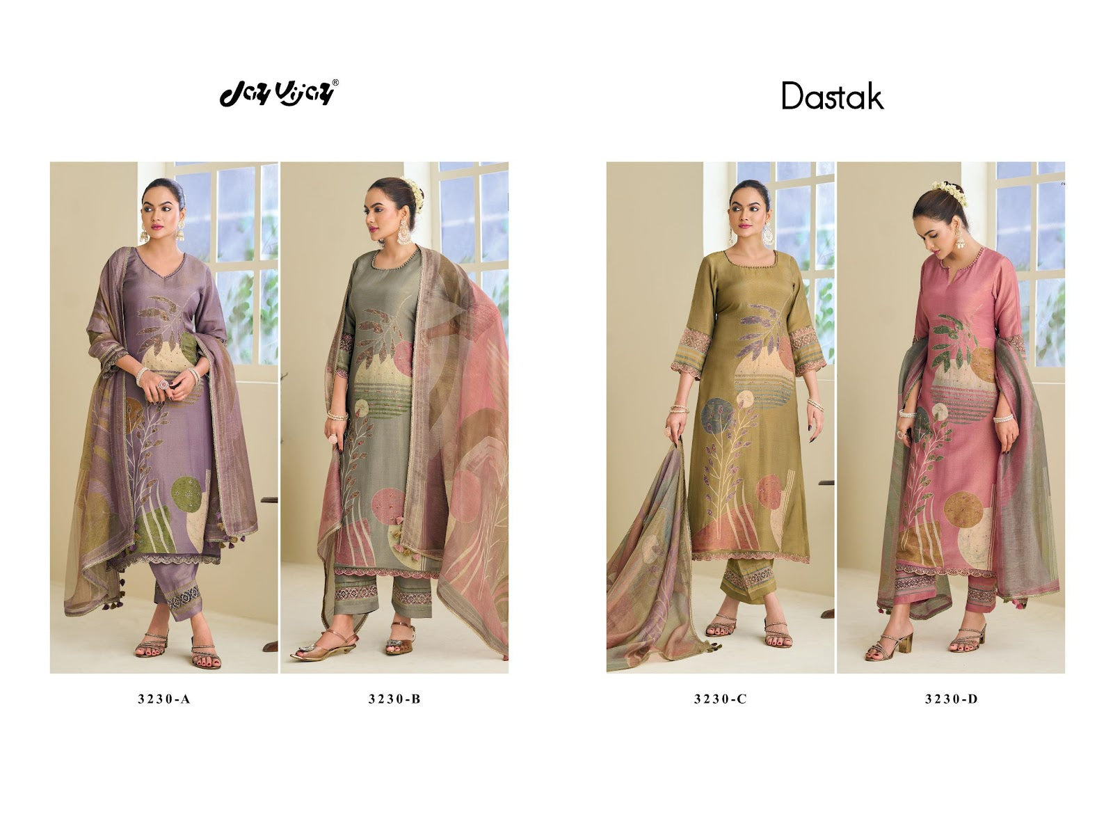 Dastak 3230 Jay Vijay Simmer Pant Style Suits Wholesaler Ahmedabad