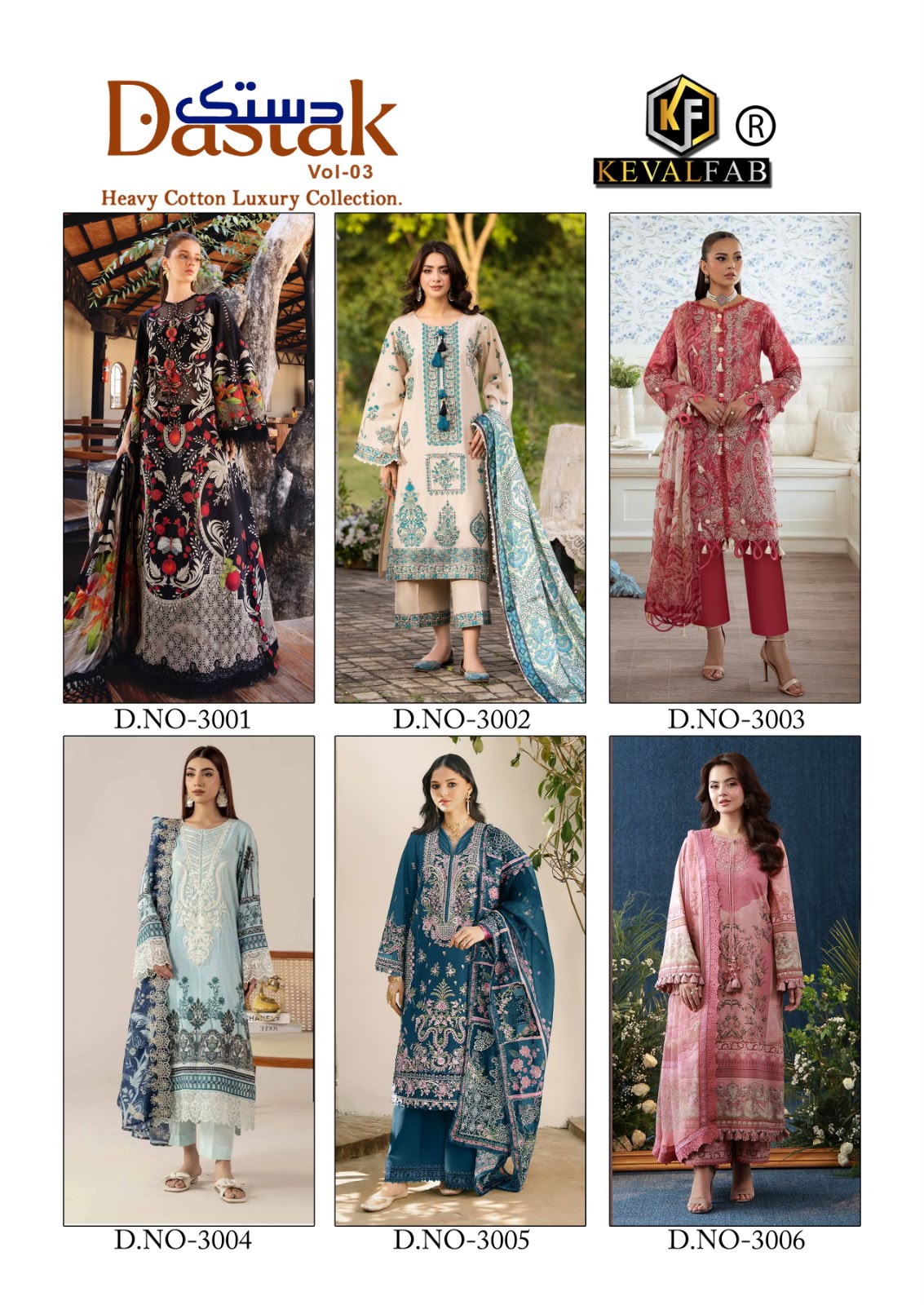 Dastak Vol 3 Keval Fab Lawn Cotton Karachi Salwar Suits Supplier India
