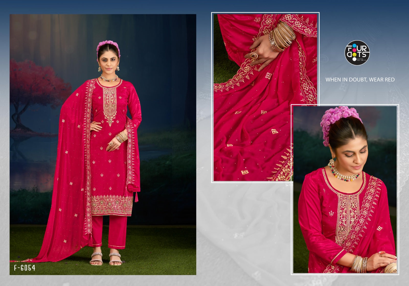 Dastoor Four Dots Organza Pant Style Suits Wholesale