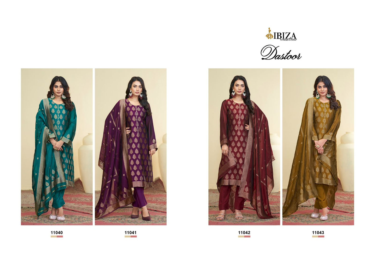 Dastoor Ibiza Silk Jacquard Pant Style Suits Exporter Gujarat