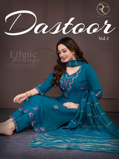Dastoor Vol 1 Ramdev Creation Roman Readymade Pant Style Suits Supplier Gujarat
