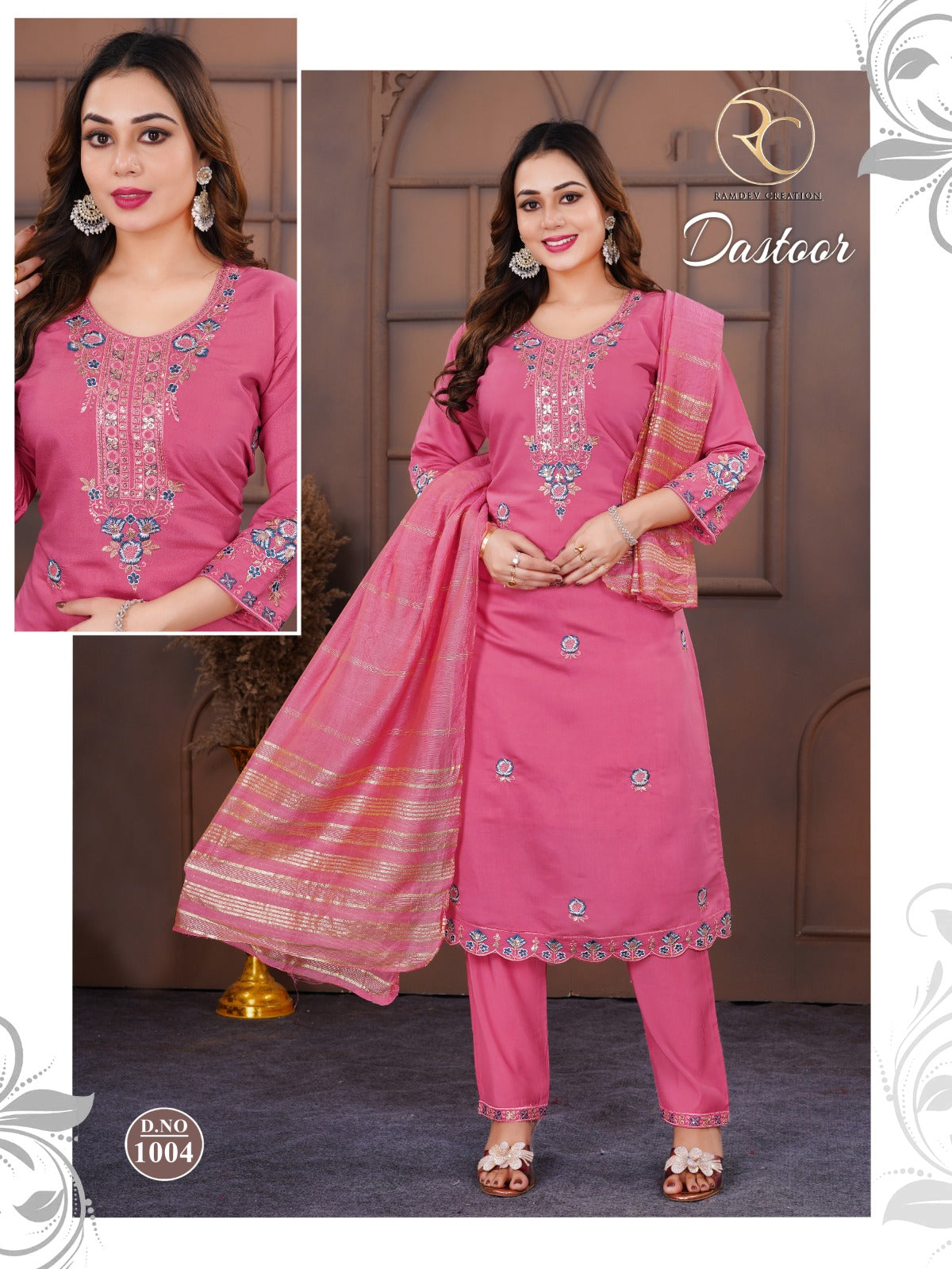 Dastoor Vol 1 Ramdev Creation Roman Readymade Pant Style Suits Supplier Gujarat