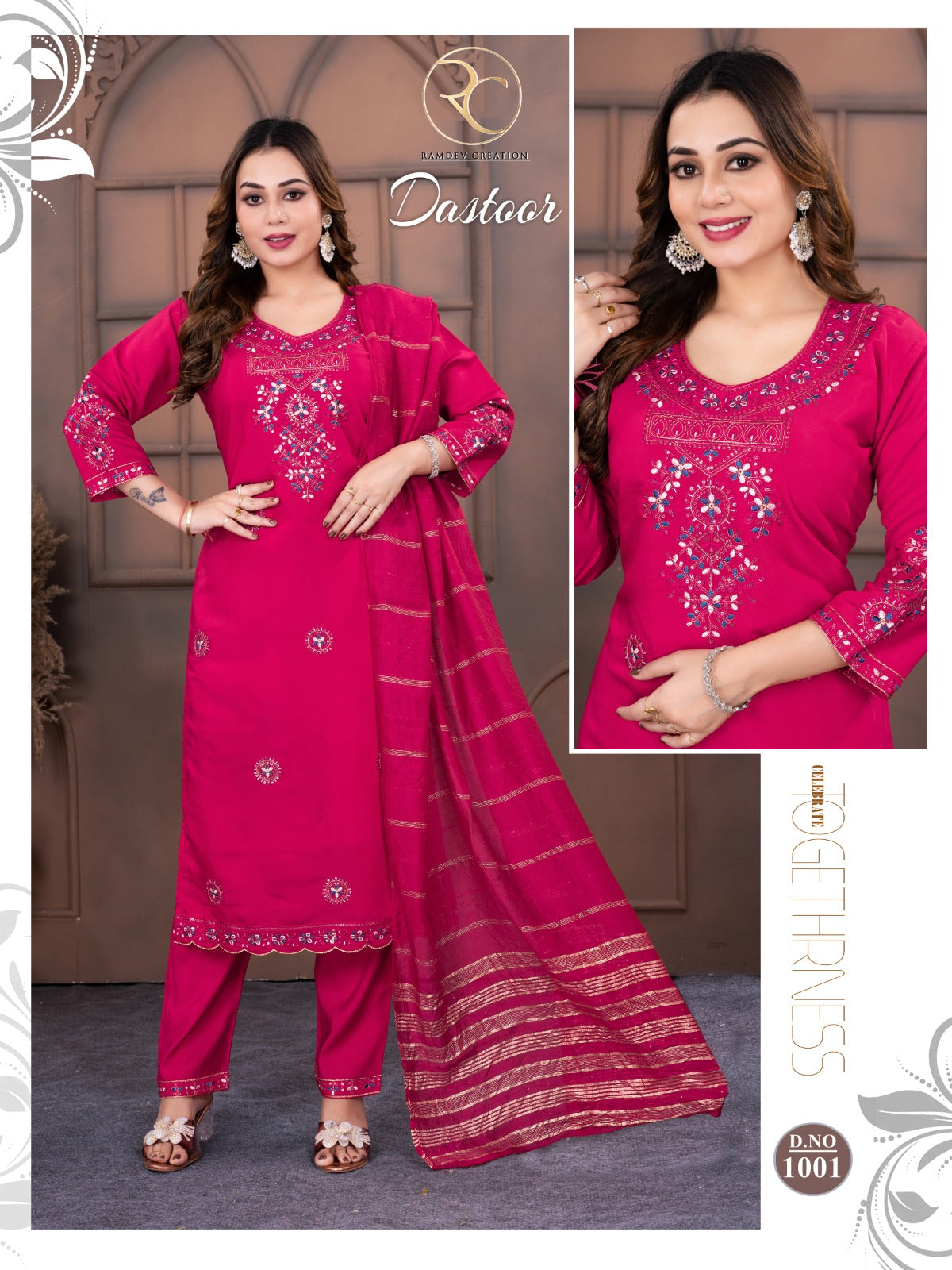 Dastoor Vol 1 Ramdev Creation Roman Readymade Pant Style Suits Supplier Gujarat