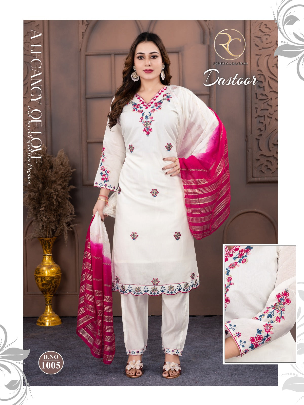 Dastoor Vol 1 Ramdev Creation Roman Readymade Pant Style Suits Supplier Gujarat