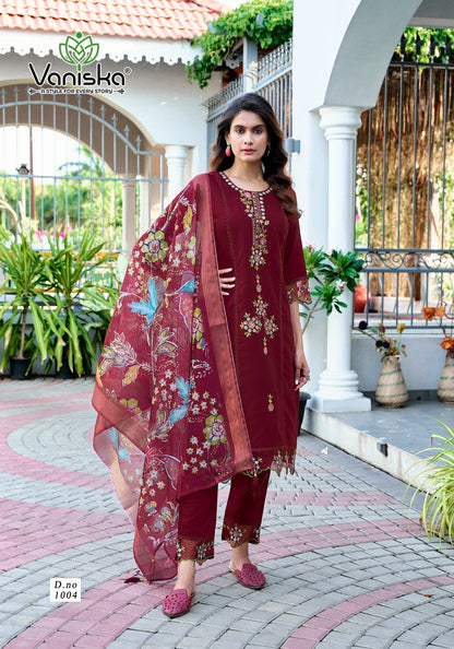 Dastoor Vol 1 Vaniska Roman Silk Readymade Pant Style Suits Exporter India