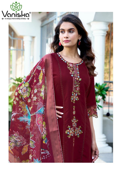 Dastoor Vol 1 Vaniska Roman Silk Readymade Pant Style Suits Exporter India
