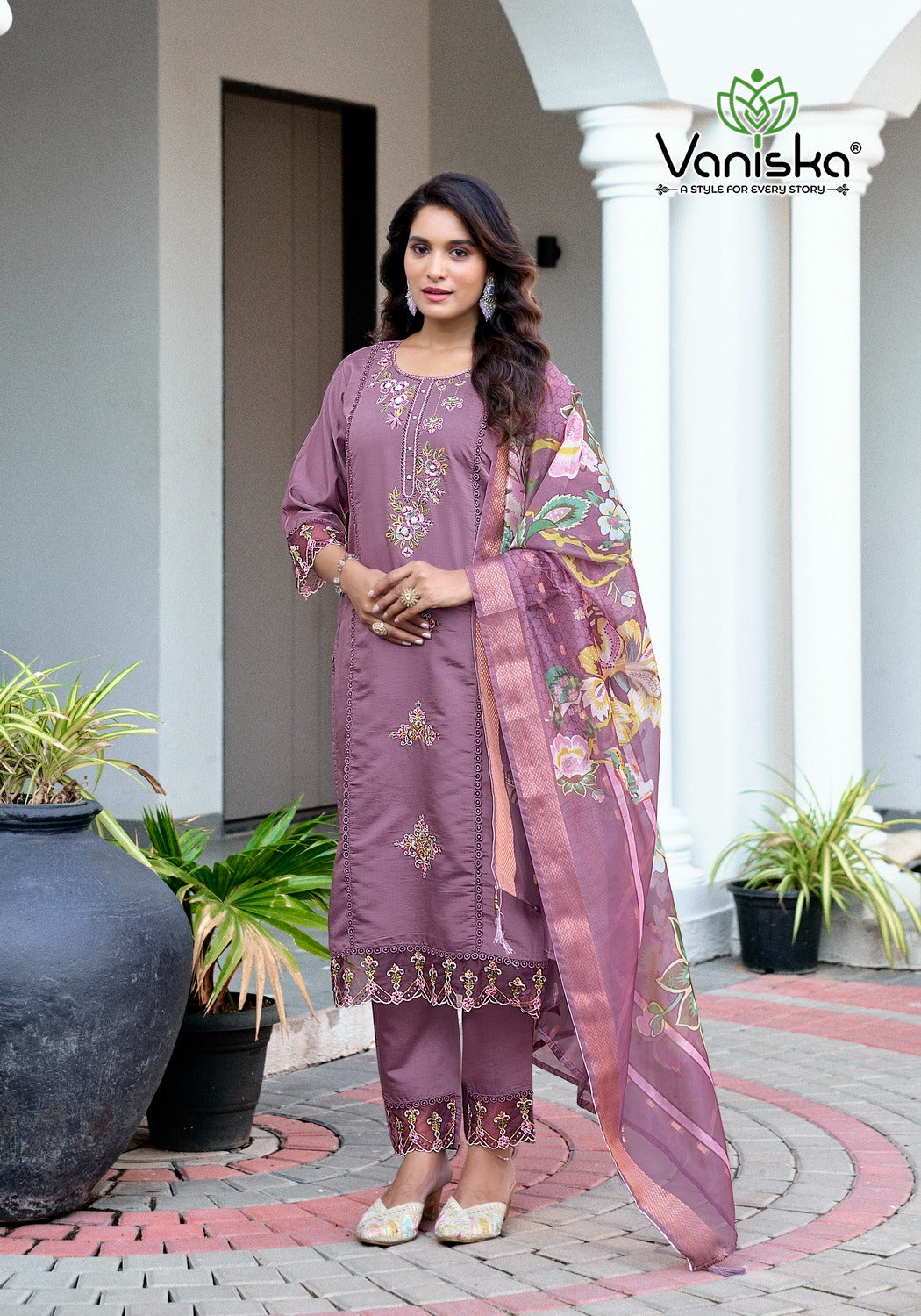 Dastoor Vol 1 Vaniska Roman Silk Readymade Pant Style Suits Exporter India