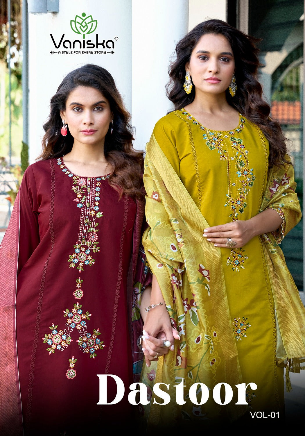 Dastoor Vol 1 Vaniska Roman Silk Readymade Pant Style Suits Exporter India