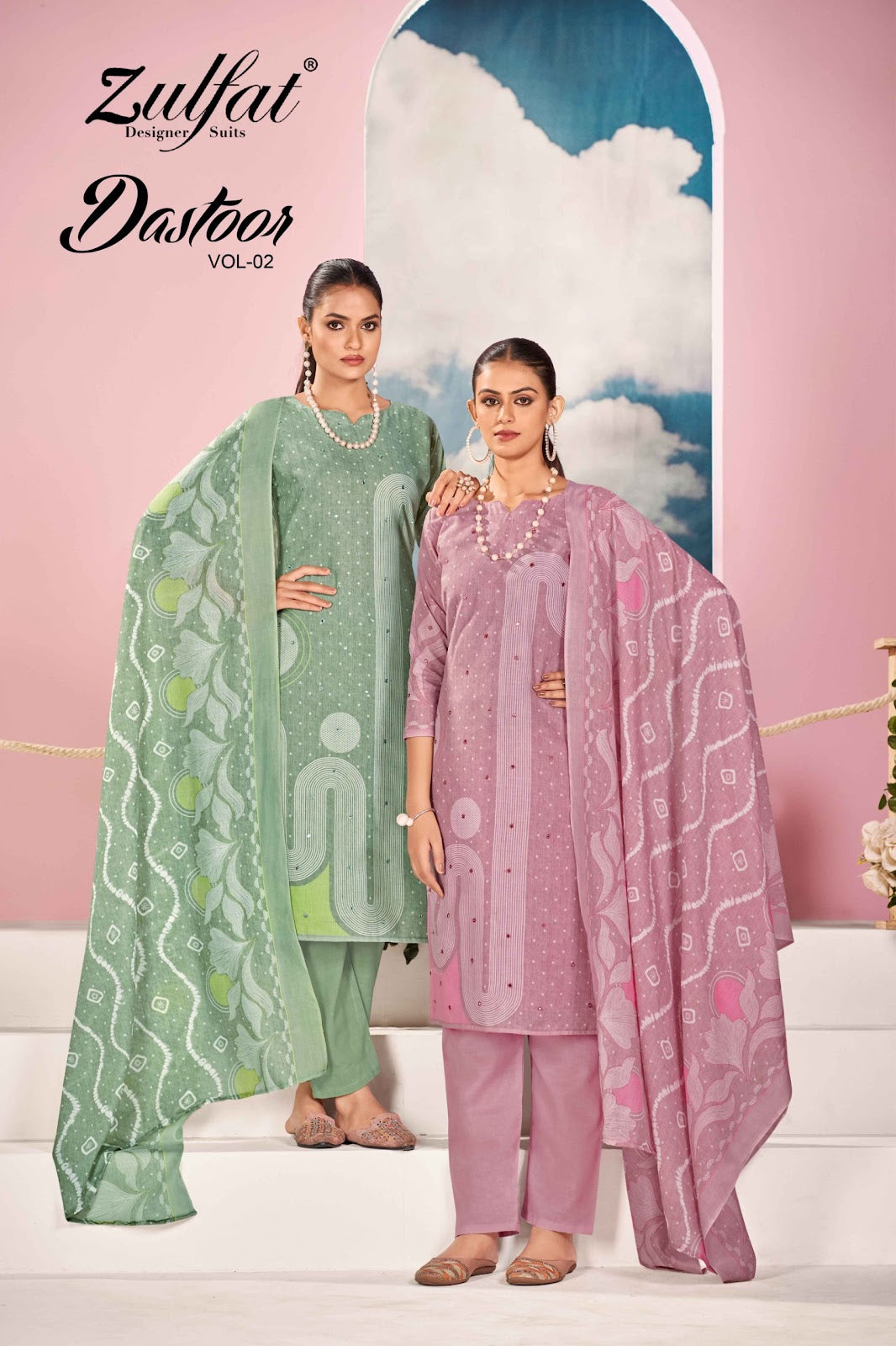 Dastoor Vol 2 Zulfat Designer Cotton Karachi Salwar Suits Wholesale Price