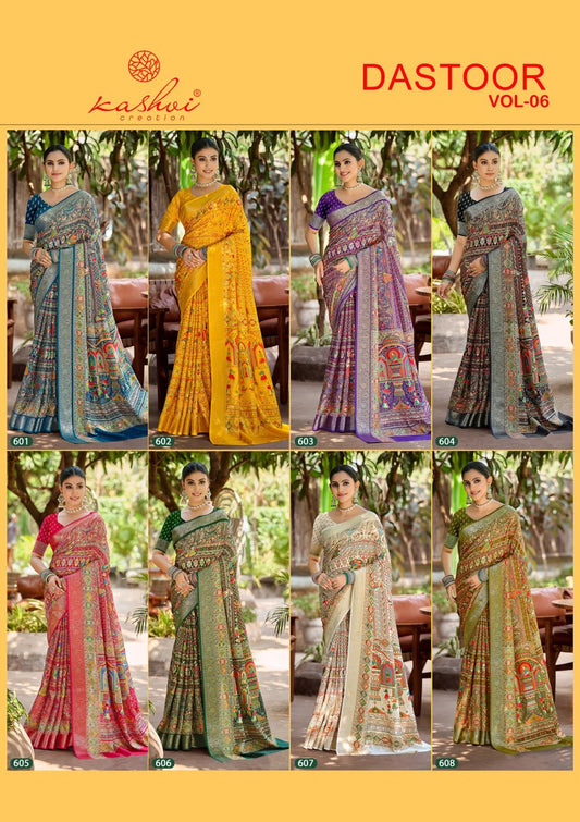 Dastoor Vol 6 Kashvi Creation Moss Sarees Wholesale