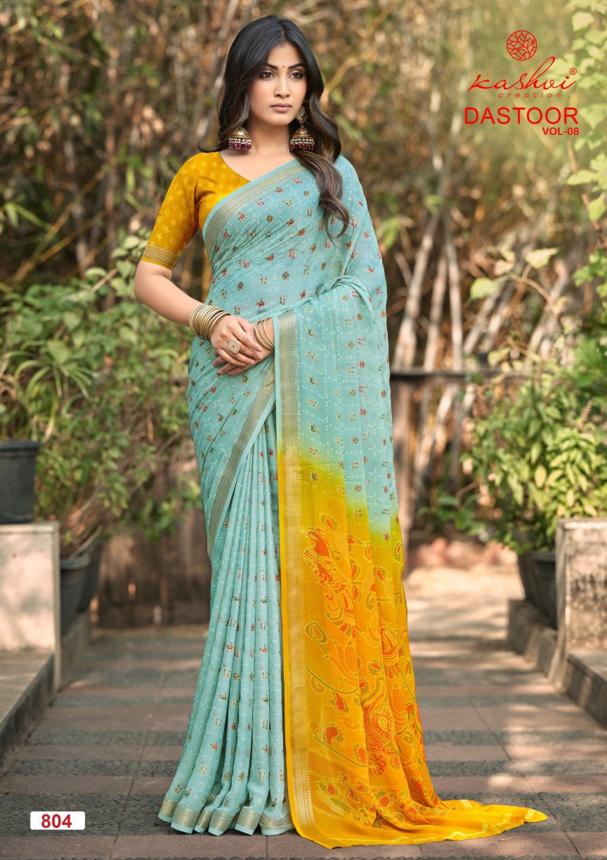 Dastoor Vol 8 Kashvi Creation Viscose Sarees Wholesale Rate
