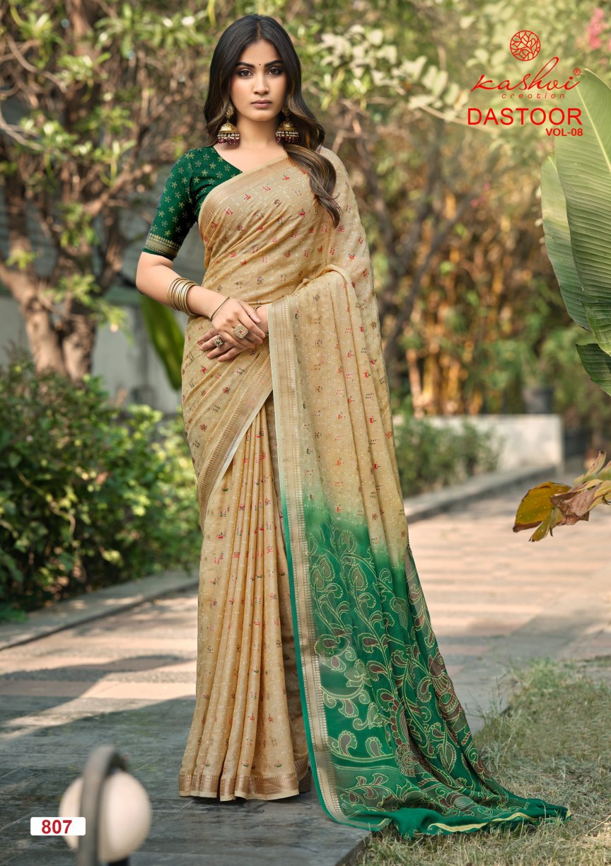 Dastoor Vol 8 Kashvi Creation Viscose Sarees Wholesale Rate