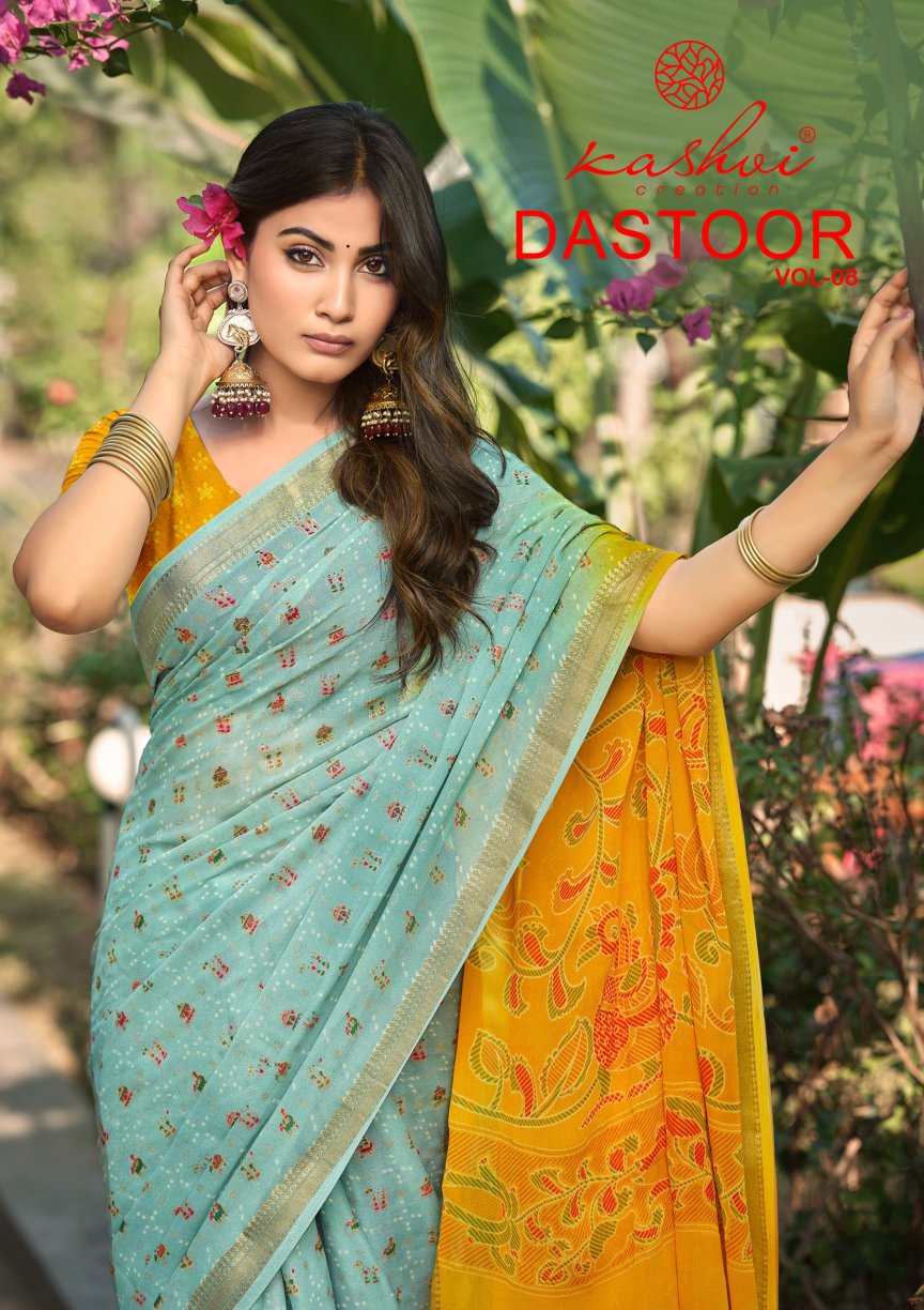 Dastoor Vol 8 Kashvi Creation Viscose Sarees Wholesale Rate