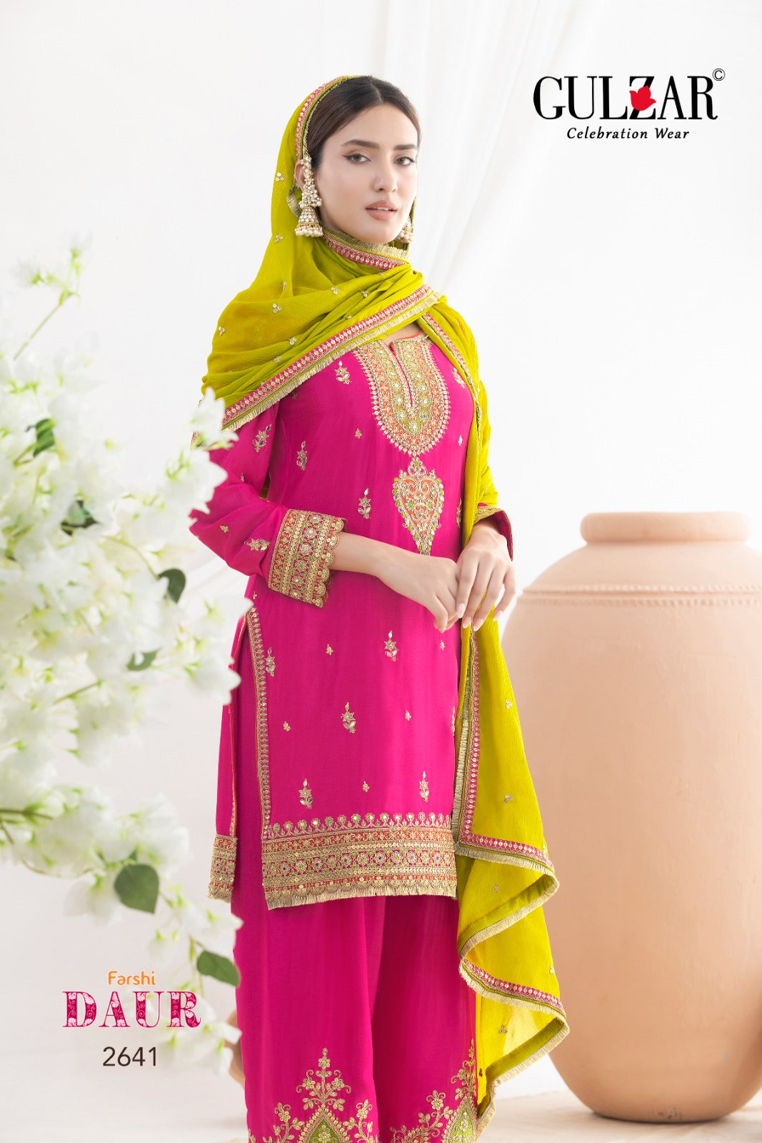 Daur Farshi Salwar  Gulzar Chinon Readymade Suits Wholesaler India