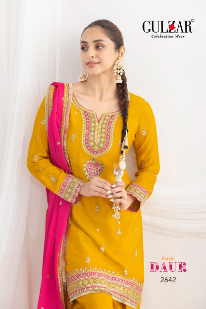 Daur Farshi Salwar  Gulzar Chinon Readymade Suits Wholesaler India