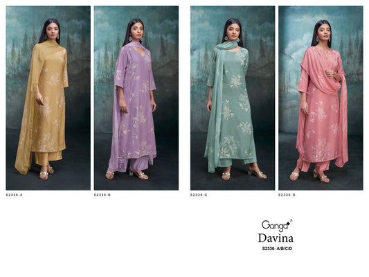 Daviana 2336 Ganga Cotton Silk Plazzo Style Suits