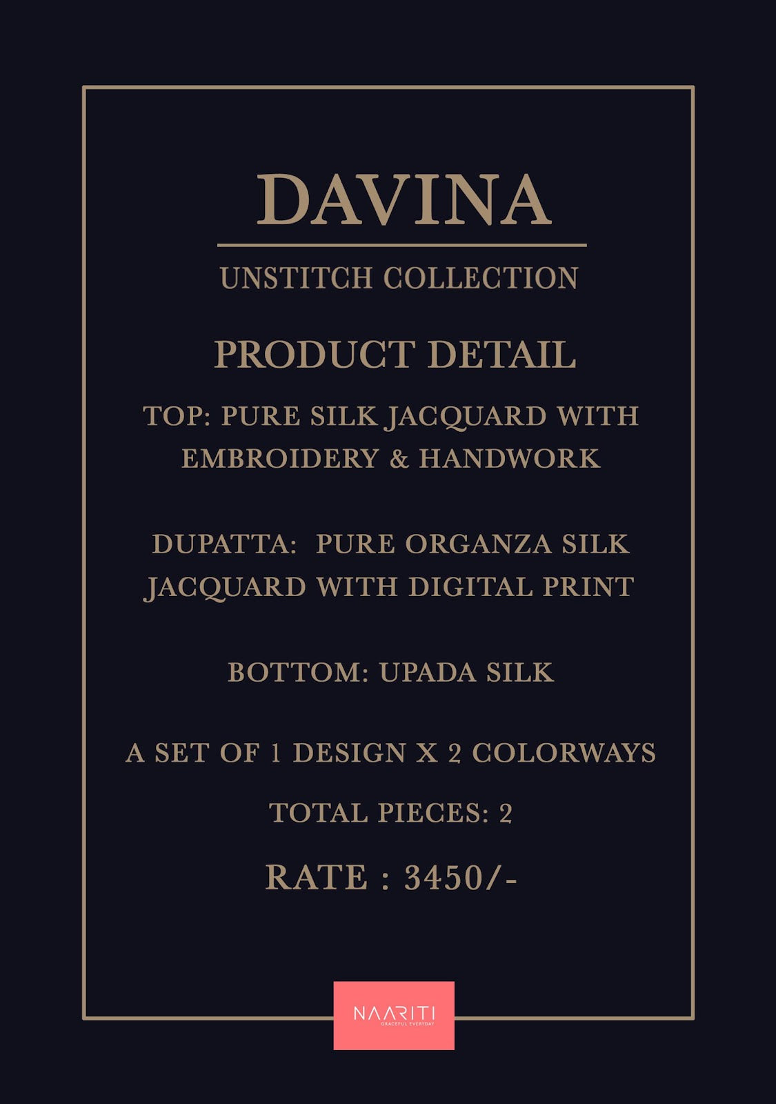 Davina Naariti Pure Silk Pant Style Suits Wholesaler