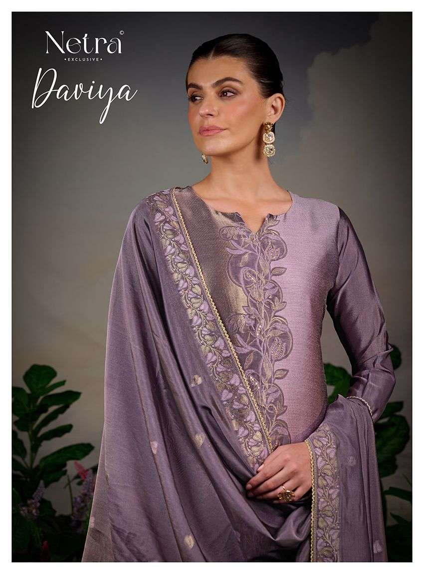 Daviya Netra Silk Jacquard Pant Style Suits Wholesale Rate