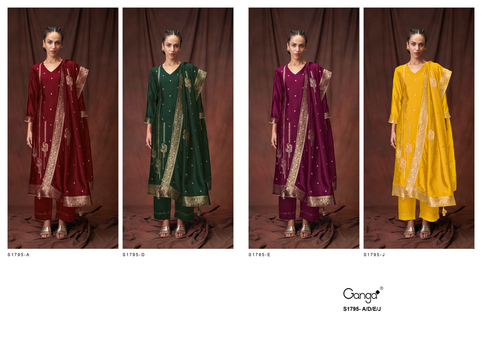 Dayanita 1795 Ganga Woven Silk Plazzo Style Suits Wholesale Price