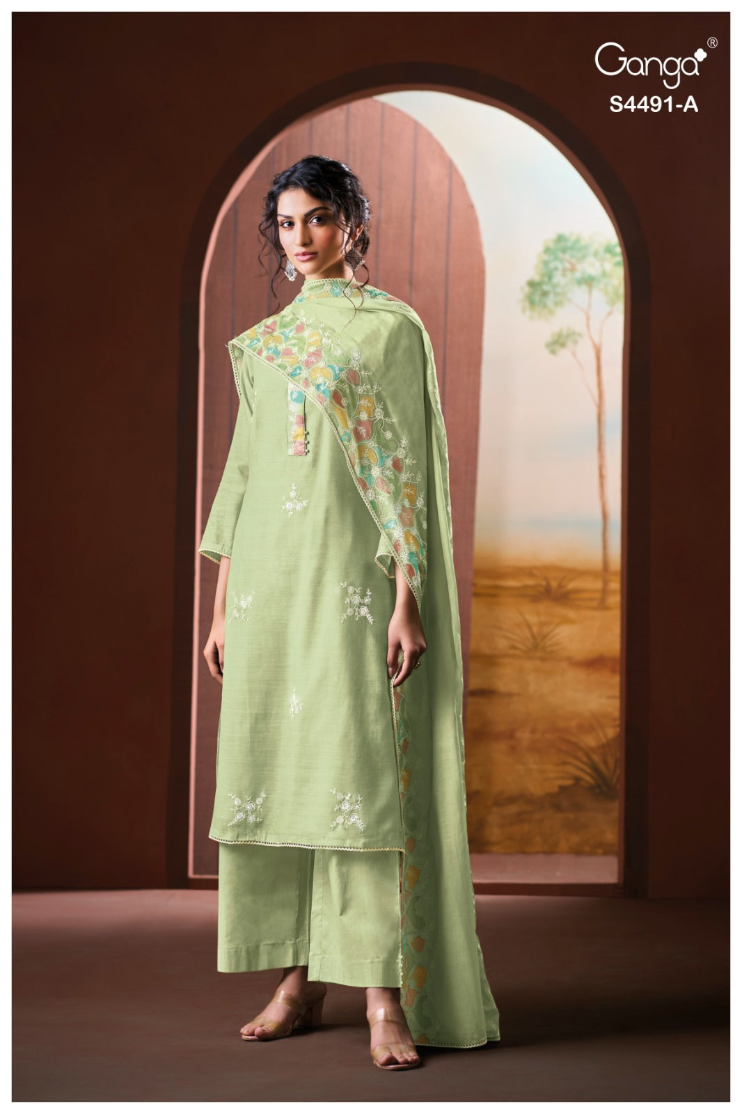 Dazein 4491 Ganga Banarasi Plazzo Style Suits Wholesaler India