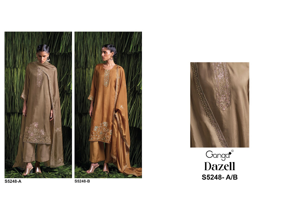 Dazell S5248 Ganga Habutai Silk Plazzo Style Suits Supplier Gujarat
