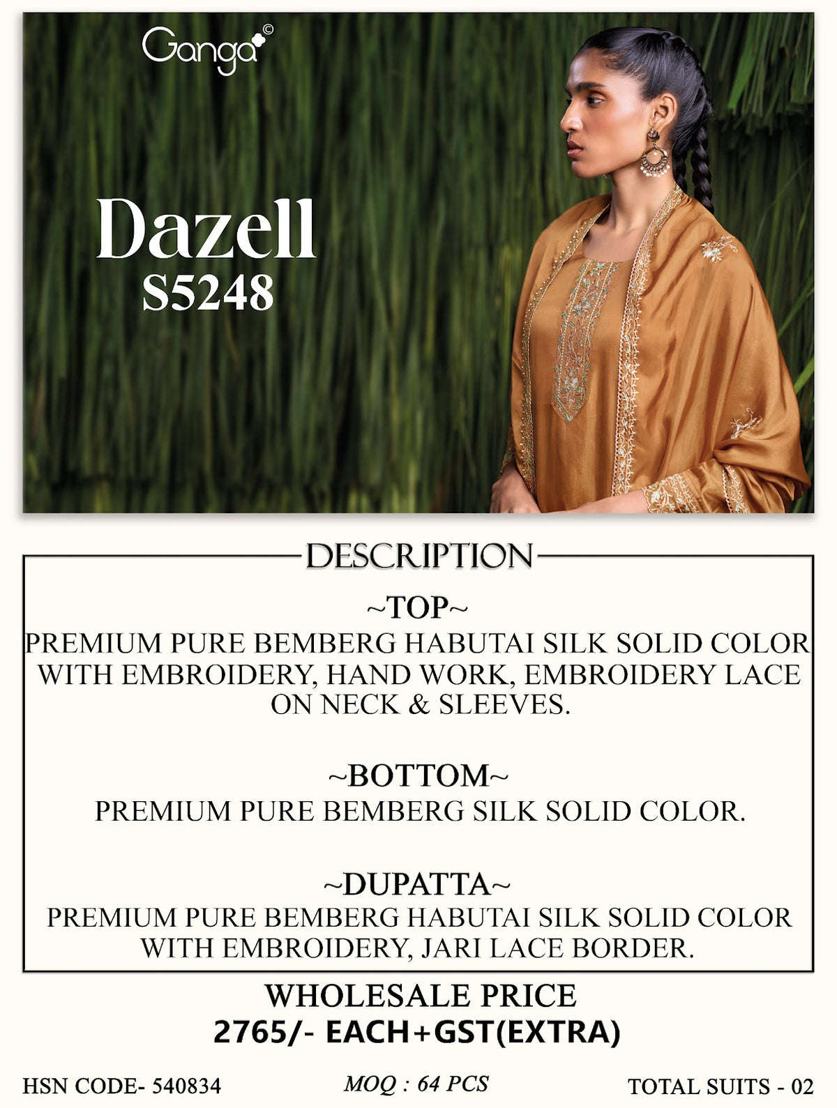Dazell S5248 Ganga Habutai Silk Plazzo Style Suits Supplier Gujarat