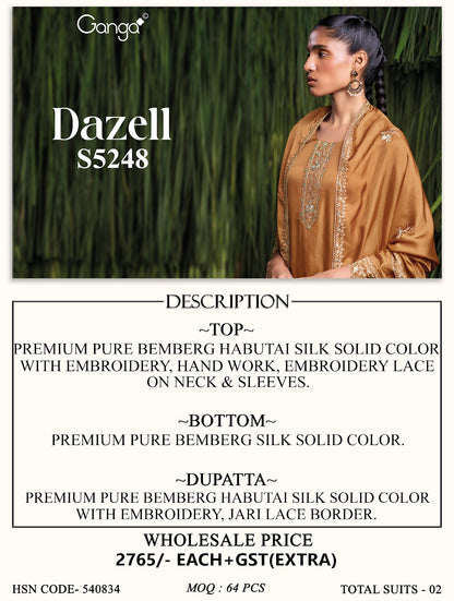 Dazell S5248 Ganga Habutai Silk Plazzo Style Suits Supplier Gujarat