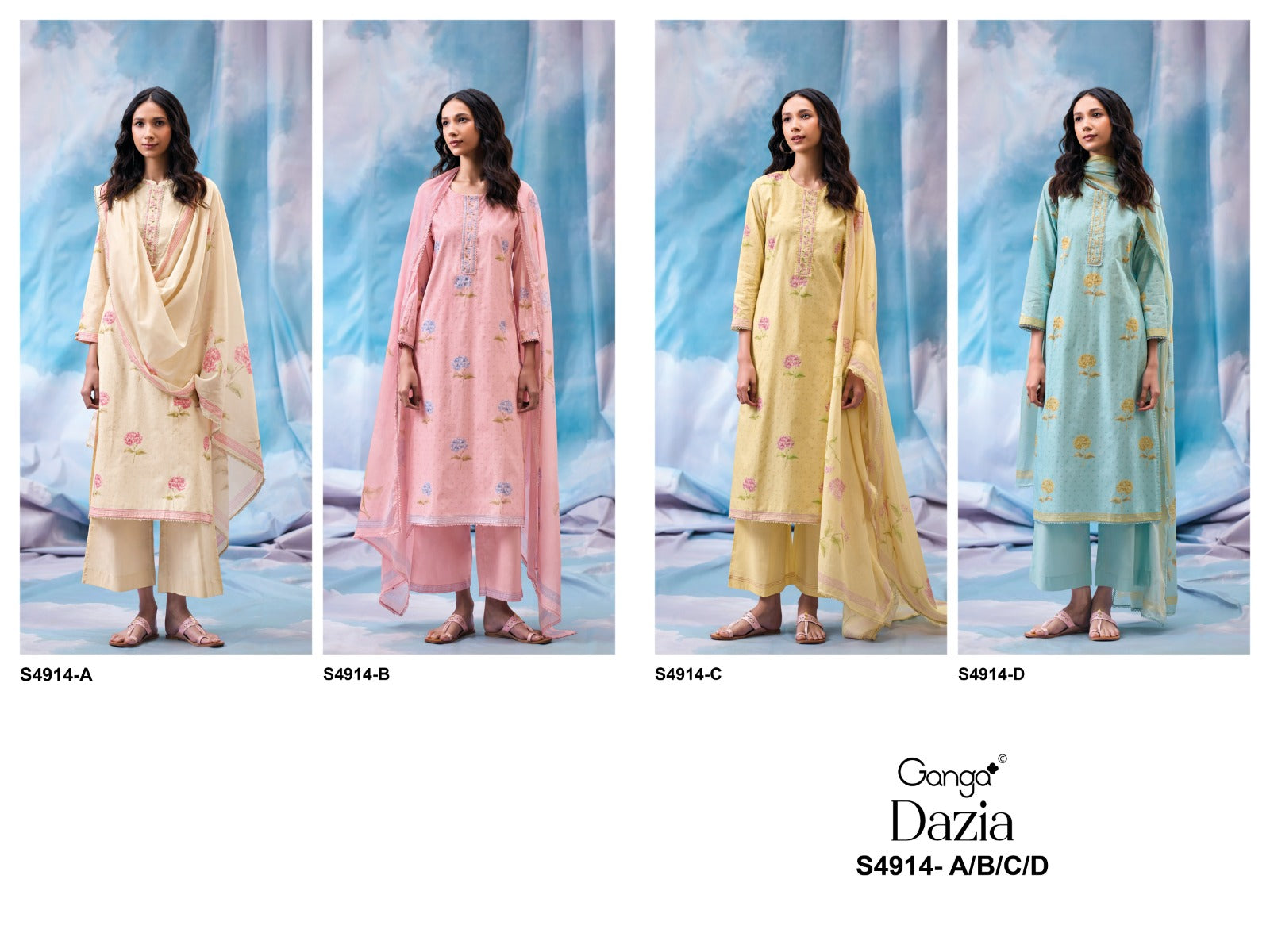 Dazia S4914 Ganga Cotton Plazzo Style Suits Exporter India