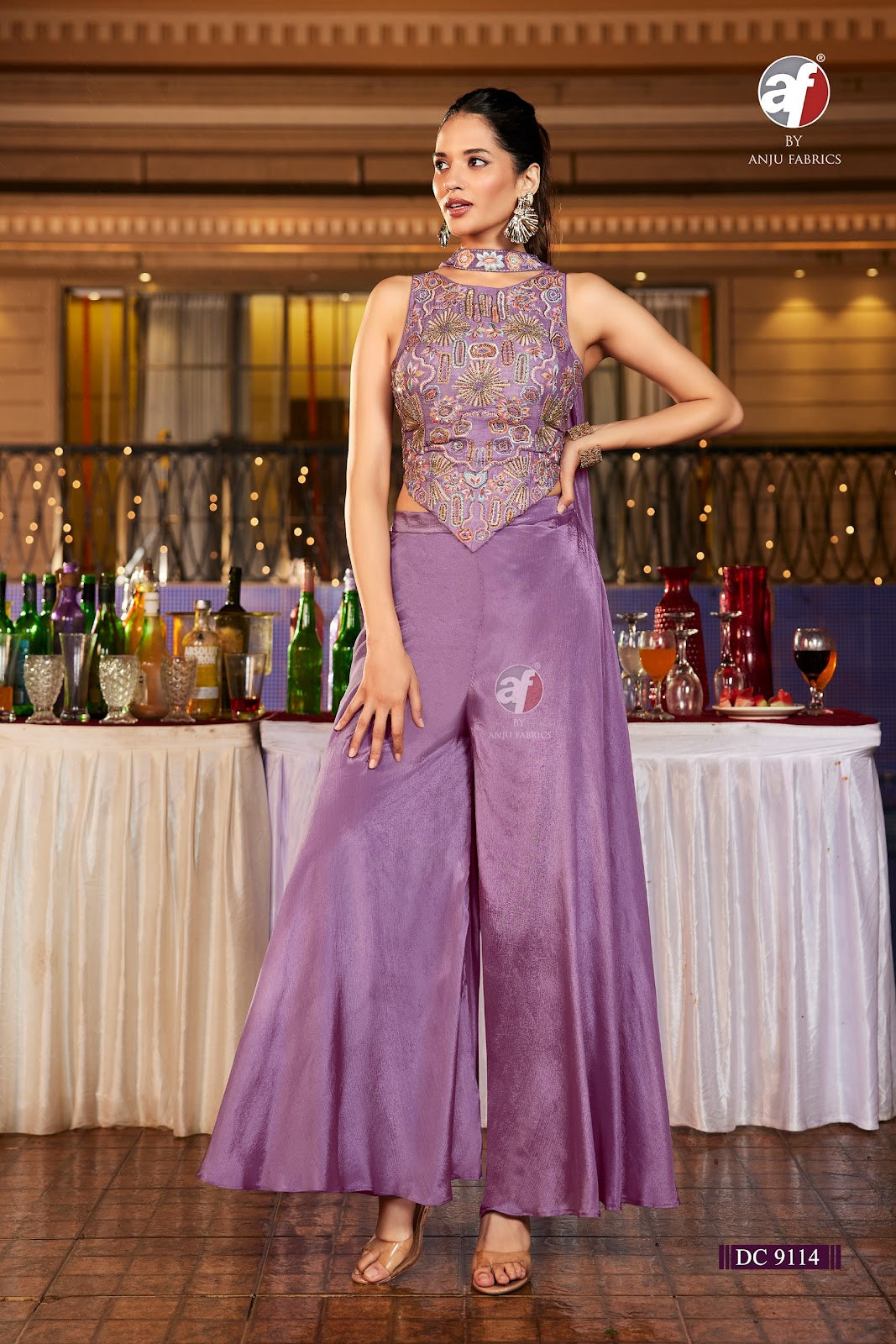 Dc 9114 Af Chinon Chiffon Crop Top Bottom Exporter