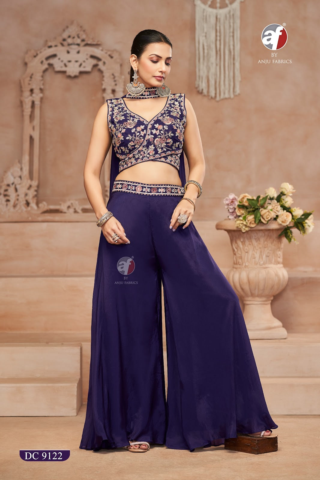 Dc 9122 Chokar Dupatta Af Chinon Chiffon Crop Top Bottom Manufacturer Ahmedabad