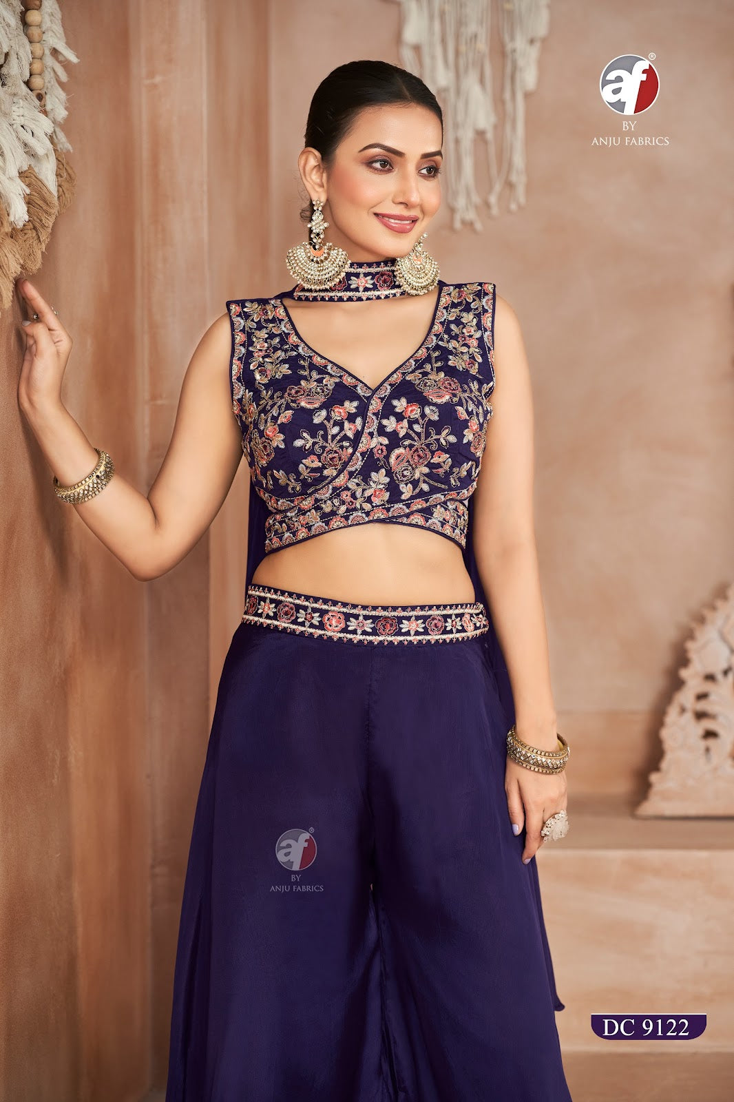 Dc 9122 Chokar Dupatta Af Chinon Chiffon Crop Top Bottom Manufacturer Ahmedabad