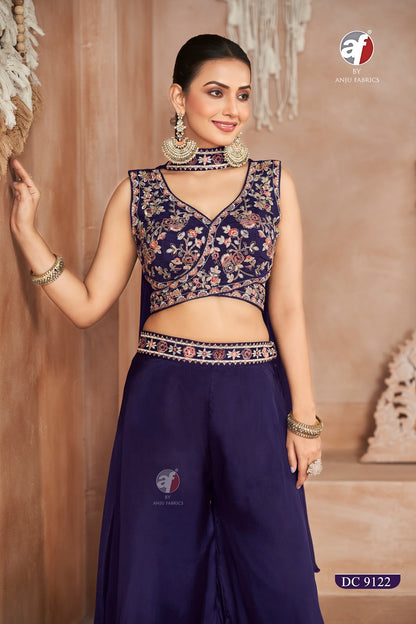Dc 9122 Chokar Dupatta Af Chinon Chiffon Crop Top Bottom Manufacturer Ahmedabad
