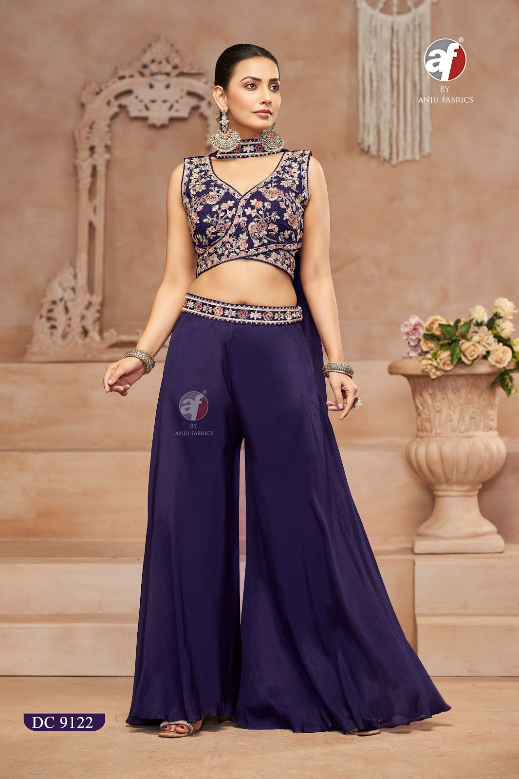 Dc 9122 Chokar Dupatta Af Chinon Chiffon Crop Top Bottom Manufacturer Ahmedabad