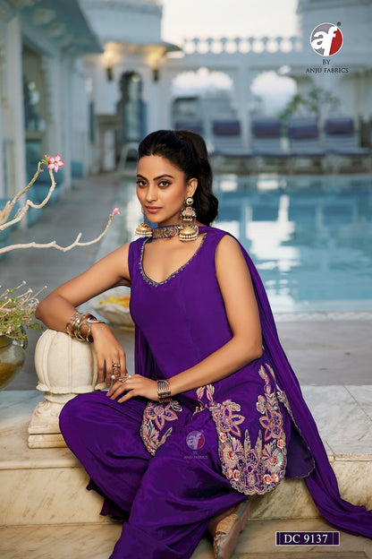 Dc 9137 Af Chinon Chiffon Readymade Suits Exporter Ahmedabad